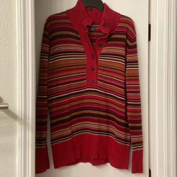 Eddie Bauer red and brown striped sweater in size XL - Picture 1 of 7